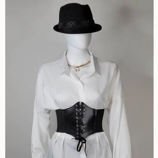 Black_Faux_Leather_Lace-Up_Corset_Belt_For_Women