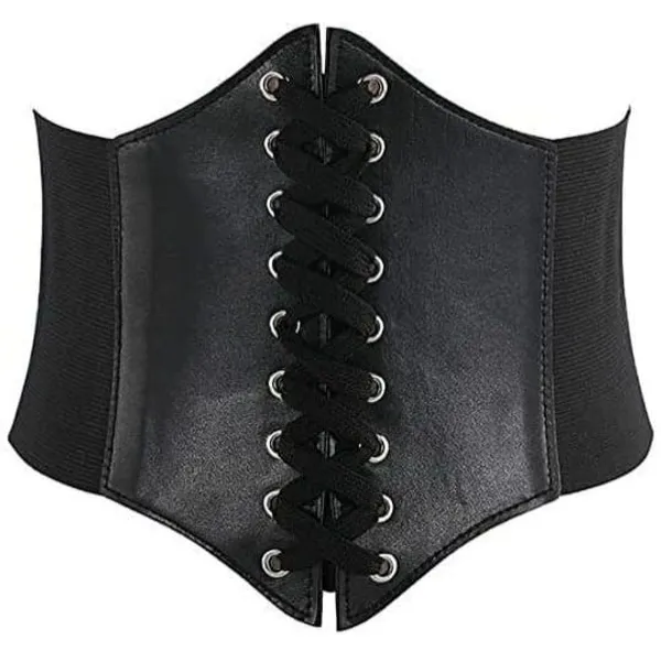 Black_Faux_Leather_Lace-Up_Corset_Belt_For_Women