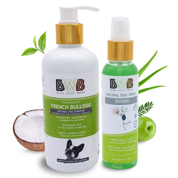 BWB_Natural_Dog_Shampoo_for_French_Bulldog_.PARABEN_Free+Alcohol_Free+pH_Balance_with_Conditioner_&_Moisturiser_and_Added_Alovera,NEEM,Coconut_&_Amla_extracts_(300ML_+_DEOSPRAY)