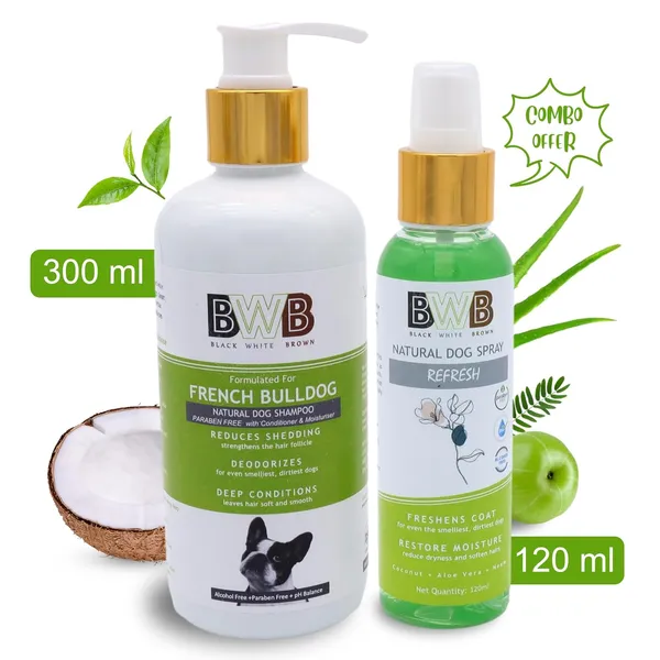 BWB_Natural_Dog_Shampoo_for_French_Bulldog_.PARABEN_Free+Alcohol_Free+pH_Balance_with_Conditioner_&_Moisturiser_and_Added_Alovera,NEEM,Coconut_&_Amla_extracts_(300ML_+_DEOSPRAY)