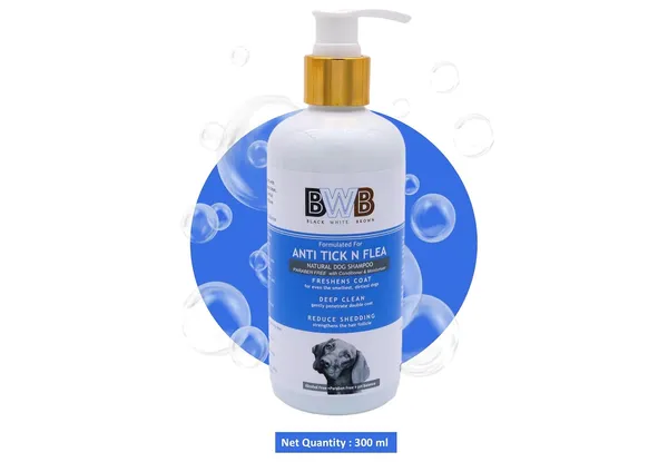 BWB_Natural_Dog_Shampoo_for_TICK_and_FLEA_Control_.PARABEN_Free+Alcohol_Free+pH_Balance_with_AloVera,NEEM,_Coconut_&_Amla_extracts_and_Added_Conditioner_&_MOISTURISER._(300_ML_+_DEOSPRAY)