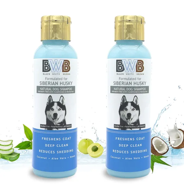 BWB_Natural_Dog_Shampoo_for_Siberian_Husky_.PARABEN_Free+Alcohol_Free+pH_Balance_with_Conditioner_&_Moisturiser_and_Added_Alovera,NEEM,Coconut_&_Amla_extracts_(Pack_of_2(120ml_+_120_ml))