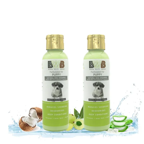 BWB_Natural_Dog_Shampoo_for_Puppy_.PARABEN_Free+Alcohol_Free+pH_Balance_with_Conditioner_&_Moisturiser_and_Added_Alovera,NEEM,Coconut_&_Amla_extracts_(Pack_of_2(120ml_+_120_ml))