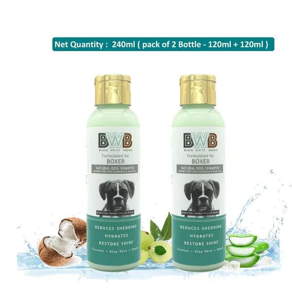 BWB_Natural_Dog_Shampoo_for_Boxer.PARABEN_Free+Alcohol_Free+pH_Balance_with_Conditioner_&_Moisturiser_and_Added_Alovera,NEEM,Coconut_&_Amla_extracts_(Pack_of_2(120ml_+_120ml))