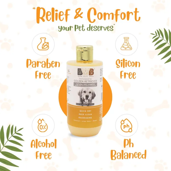 BWB_Natural_Dog_Shampoo_for_Golden_Retriever(Combo_Pack_250ml_+_250ml)_.PARABEN_Free+Alcohol_Free+pH_Balance_with_Conditioner_&_Moisturiser_and_Added_Alovera,NEEM,Coconut_&_Amla_extracts_(500_ML)