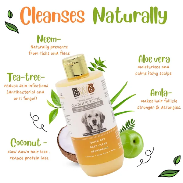 BWB_Natural_Dog_Shampoo_for_Golden_Retriever(Combo_Pack_250ml_+_250ml)_.PARABEN_Free+Alcohol_Free+pH_Balance_with_Conditioner_&_Moisturiser_and_Added_Alovera,NEEM,Coconut_&_Amla_extracts_(500_ML)