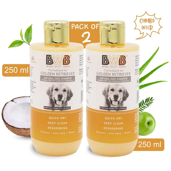 BWB_Natural_Dog_Shampoo_for_Golden_Retriever(Combo_Pack_250ml_+_250ml)_.PARABEN_Free+Alcohol_Free+pH_Balance_with_Conditioner_&_Moisturiser_and_Added_Alovera,NEEM,Coconut_&_Amla_extracts_(500_ML)