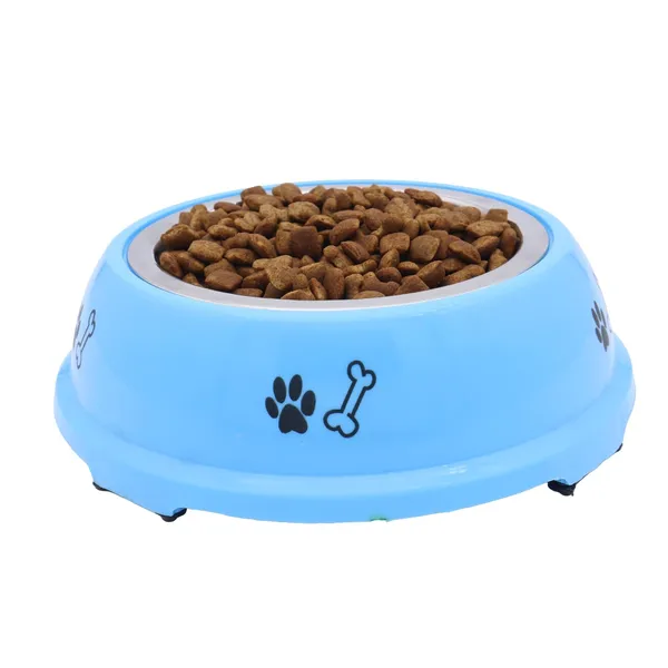 BWB_2-in-1_Detachable_Stainless_Steel_Pet_Bowl_–_Anti-Skid_Vibrant_Pink_Plastic_Outer_Shell_with_Paw_Print_Design-_Medium_–_Versatile_Food_&_Water_Dish_for_Dogs_&_Cats,_Spill-Proof_&_Easy_Clean-350ml