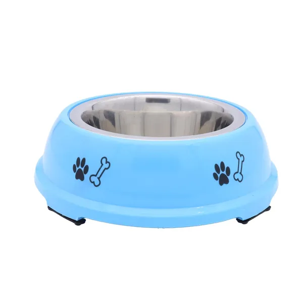 BWB_2-in-1_Detachable_Stainless_Steel_Pet_Bowl_–_Anti-Skid_Vibrant_Pink_Plastic_Outer_Shell_with_Paw_Print_Design-_Medium_–_Versatile_Food_&_Water_Dish_for_Dogs_&_Cats,_Spill-Proof_&_Easy_Clean-350ml