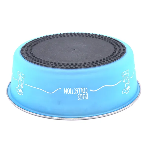 BWB_Stainless_Steel_Printed_Pet_Bowl_with_Anti-Skid_Rubber_Base_for_Dogs_and_Cats_–_Durable_Food_&_Water_Dish_with_Cute_Dog_Print,_Blue_(450ml)-_Small