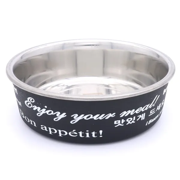 BWB_Premium_Stainless_Steel_Pet_Bowl_for_Medium_Dogs_and_Cats_|_Anti-Skid_Rubber_Base_Food_&_Water_Bowl_|_Durable_Printed_Matte_Black_Finish,_Rust-Proof_&_Dishwasher_Safe-_Medium_-750_ml