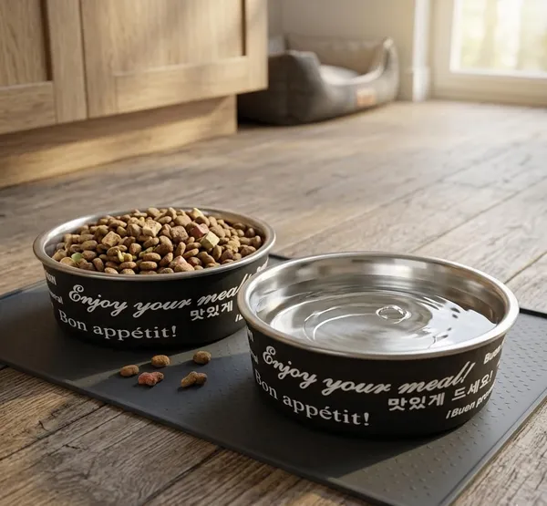 BWB_Premium_Stainless_Steel_Pet_Bowl_for_Medium_Dogs_and_Cats_|_Anti-Skid_Rubber_Base_Food_&_Water_Bowl_|_Durable_Printed_Matte_Black_Finish,_Rust-Proof_&_Dishwasher_Safe-_Medium_-750_ml