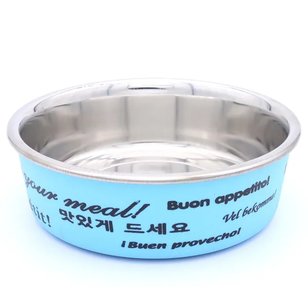 BWB_Stainless_Steel_Printed_Pet_Bowl_with_Anti-Skid_Rubber_Base_for_Dogs_and_Cats_–_Durable_Food_&_Water_Dish_-_Blue_Printed_Design,_Blue_(750_ml)-_Medium