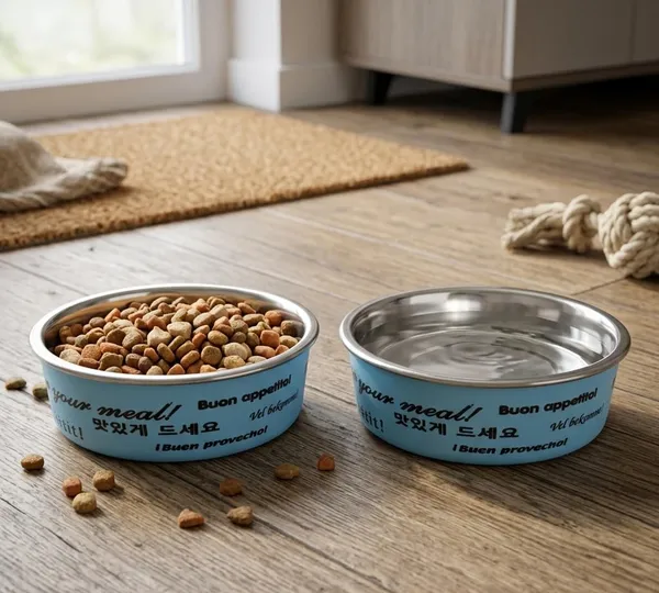 BWB_Stainless_Steel_Printed_Pet_Bowl_with_Anti-Skid_Rubber_Base_for_Dogs_and_Cats_–_Durable_Food_&_Water_Dish_-_Blue_Printed_Design,_Blue_(750_ml)-_Medium
