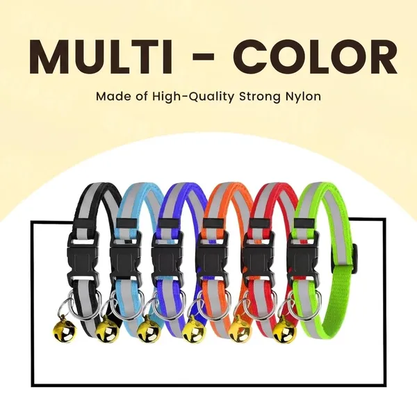 BWB_Nylon_Reflective_Safety_Cat_Collar_with_Bells_-High-Visibility_Adjustable_Nylon_Pet_Collars_with_Safety_Buckle_&_Golden_Bell_for_Kittens,_Cats,_and_Small_to_Medium_Puppies_(Multicolor,_Pack_of_2)