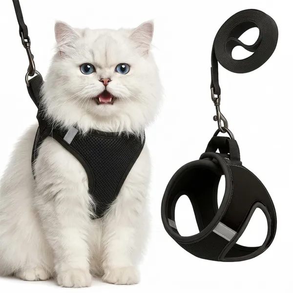 BWB_Escape-Proof_Cat_Harness_and_Leash_Set_–_Soft-Touch_Ventilated_mesh_with_Velcro_for_Safe_Outdoor_Walking,_Easy_Control,_Light_Weight,_Adjustable_Cat_Leash_with_Harness_for_Cats_(S_-_Black)
