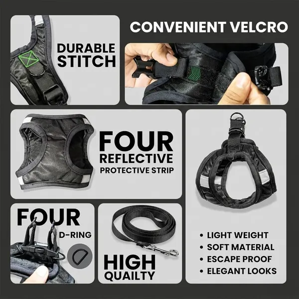 BWB_Escape-Proof_Cat_Harness_and_Leash_Set_–_Soft-Touch_Ventilated_mesh_with_Velcro_for_Safe_Outdoor_Walking,_Easy_Control,_Light_Weight,_Adjustable_Cat_Leash_with_Harness_for_Cats_(L_-_Black)