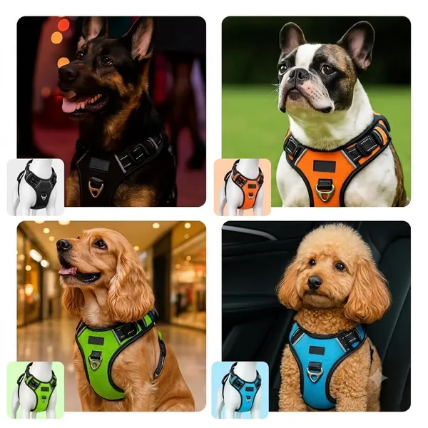 BWB_Reflective_Dog_Harness_with_Leash,_No-Pull_Adjustable_Belt_Vest_for_Small,_Medium_&_Large_Dogs,_Escape-Proof,_Padded_Training_&_Walking_Harness_(S-_Black)