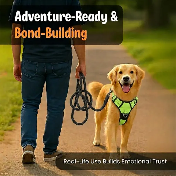 BWB_Reflective_Dog_Harness_with_Leash,_No-Pull_Adjustable_Belt_Vest_for_Small,_Medium_&_Large_Dogs,_Escape-Proof,_Padded_Training_&_Walking_Harness_(S-_Black)