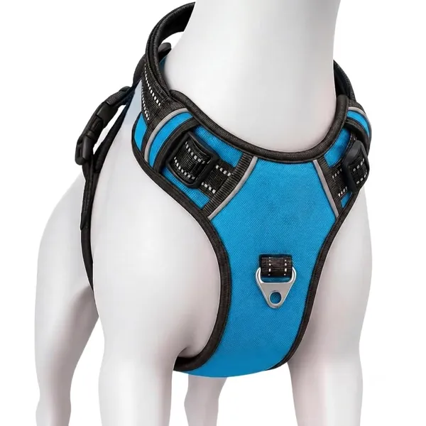 BWB_Reflective_Dog_Harness_with_Leash_(M-blue)_,_No-Pull_Adjustable_Belt_Vest_for_Small,_Medium_&_Large_Dogs,_Escape-Proof,_Padded_Training_&_Walking_Harness_(M-_Blue)