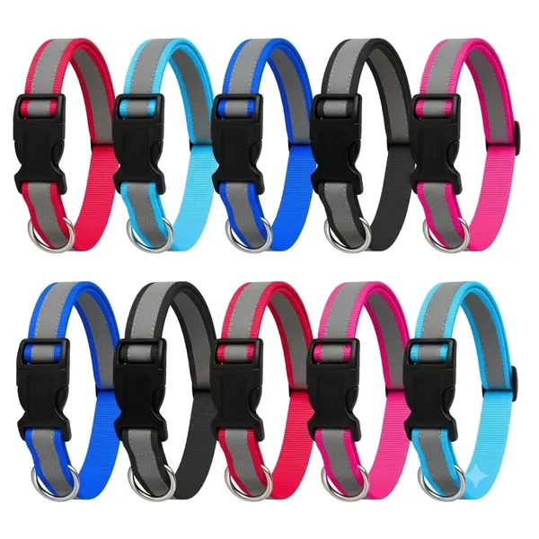 BWB_Reflective_Dog_Collar_Set,_Durable_&_Adjustable_Nylon_Dog_Belt_for_Small,_Medium_&_Large_Dogs,_D-Ring_&_Soft_Comfort_Fit,_Night_Safety_Design_(Set_of_2-_Multicolor)
