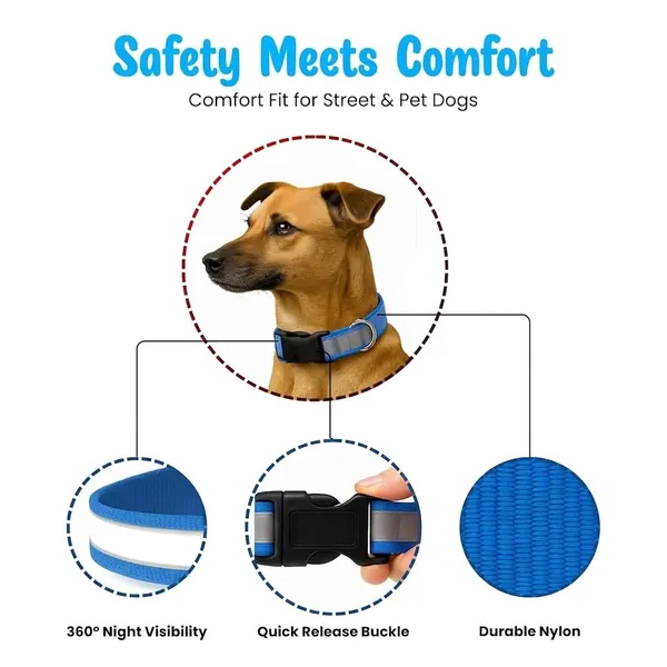 BWB_Reflective_Dog_Collar_Set,_Durable_&_Adjustable_Nylon_Dog_Belt_for_Small,_Medium_&_Large_Dogs,_D-Ring_&_Soft_Comfort_Fit,_Night_Safety_Design_(Set_of_2-_Multicolor)