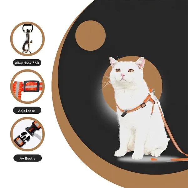 BWB_Reflective_Cat_Harness_and_Leash_Set_–_Escape-Proof,_Adjustable_Breathable_Walking_Vest_for_Cats,_Kittens,_and_Small_Pets_–_Safety_Reflective_Strips_for_Night_Visibility-_Pack_of_1