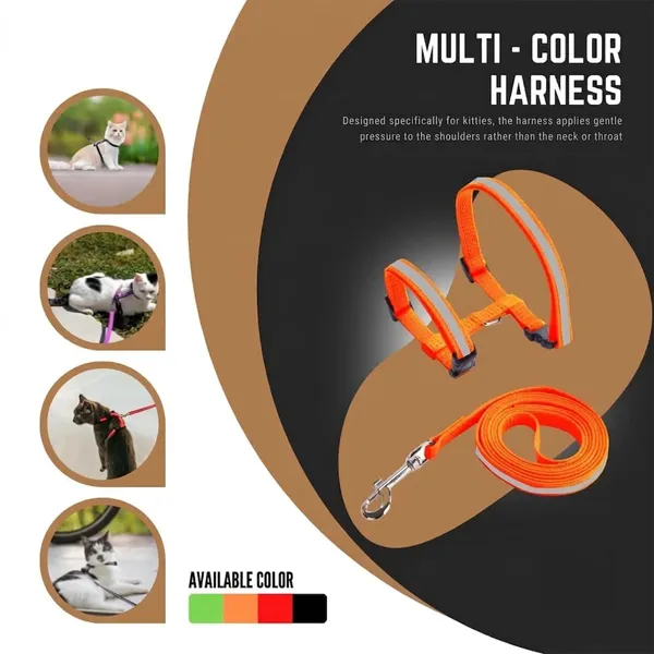 BWB_Reflective_Cat_Harness_and_Leash_Set_–_Escape-Proof,_Adjustable_Breathable_Walking_Vest_for_Cats,_Kittens,_and_Small_Pets_–_Safety_Reflective_Strips_for_Night_Visibility-_Pack_of_1