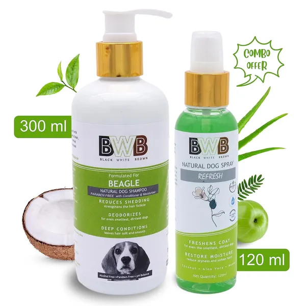 BWB_Natural_Dog_Shampoo_for_Beagle_.PARABEN_Free+Alcohol_Free+pH_Balance_with_Conditioner_&_Moisturiser_and_Added_Alovera,NEEM,Coconut_&_Amla_extracts_(300ML_+_DEOSPRAY)