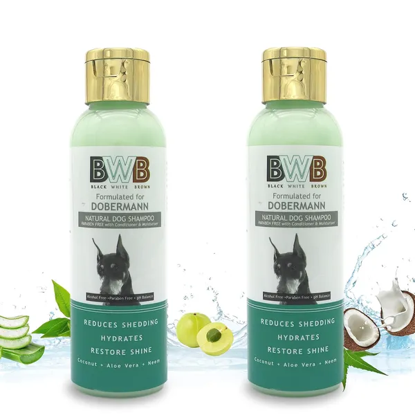 BWB_Natural_Dog_Shampoo_for_Dobermann.PARABEN_Free+Alcohol_Free+pH_Balance_with_Conditioner_&_Moisturiser_and_Added_Alovera,NEEM,Coconut_&_Amla_extracts_(Pack_of_2(120ml_+_120ml))