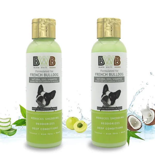 BWB_Natural_Dog_Shampoo_for_French_Bulldog_.PARABEN_Free+Alcohol_Free+pH_Balance_with_Conditioner_&_Moisturiser_and_Added_Alovera,NEEM,Coconut_&_Amla_extracts_(Pack_of_2(120ml_+_120ml))