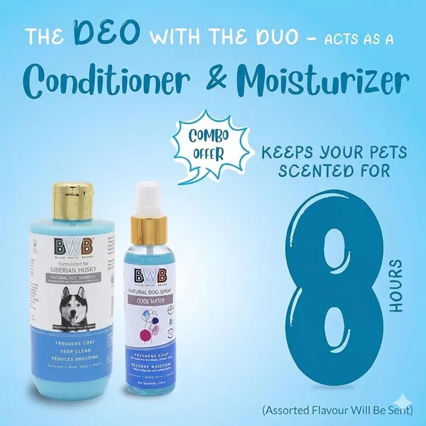 BWB_Natural_Dog_Shampoo_for_Siberian_Husky_.PARABEN_Free+Alcohol_Free+pH_Balance_with_Conditioner_&_Moisturiser_and_Added_Alovera,NEEM,Coconut_&_Amla_extracts_(250ML_+_DEOSPRAY)