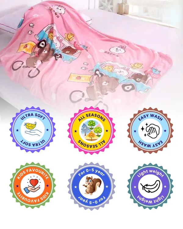 Limited_Stock_Supersoft_Cartoon_Fleece_Blanket_For_Baby_Toddlers_Pink_Teddy_Adventure_Buddies