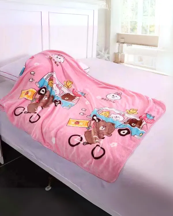 Limited_Stock_Supersoft_Cartoon_Fleece_Blanket_For_Baby_Toddlers_Pink_Teddy_Adventure_Buddies