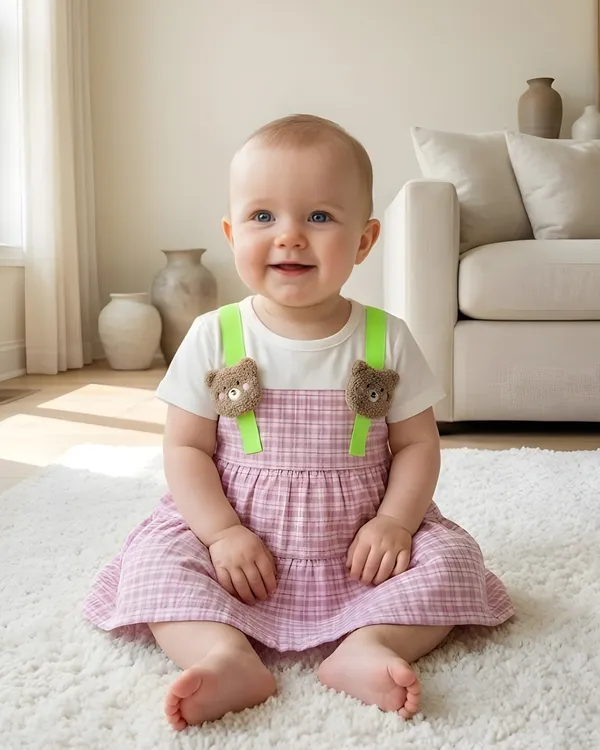Tinybloom_Dark_Pink_Teddy_Frock