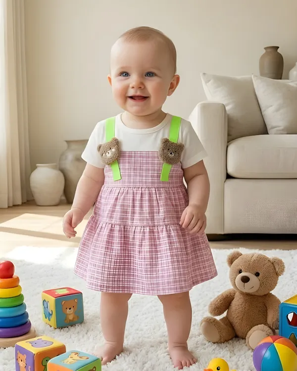 Tinybloom_Dark_Pink_Teddy_Frock