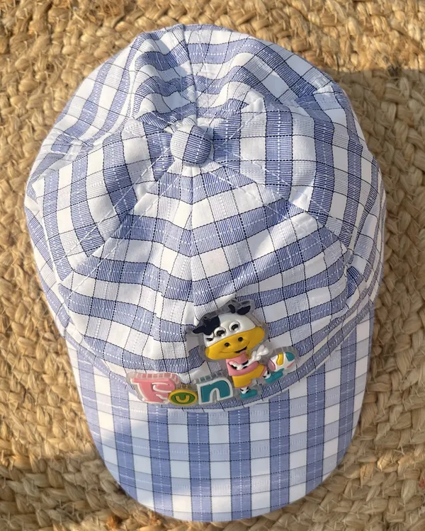 Funny_Moo_Soft_Checks_Baby_Toodlers_Cap_Iris_Blue