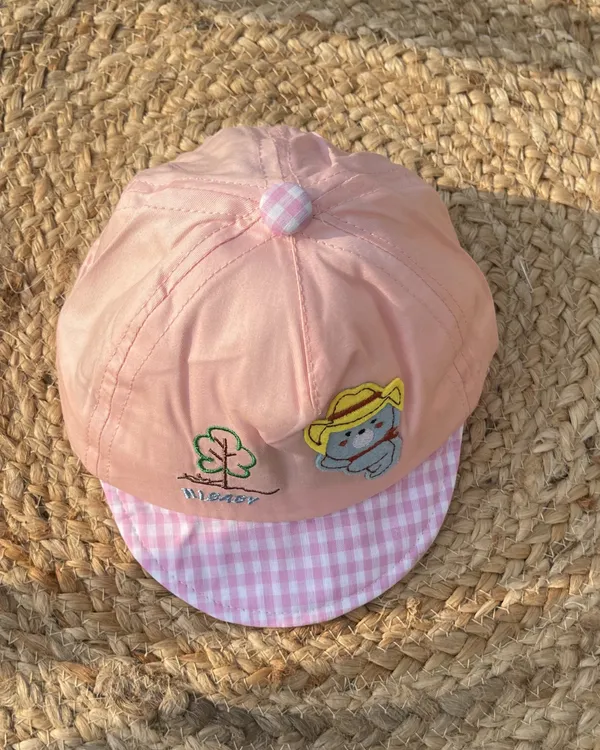 Cubby_Bear_Summer_Checks_Newborn_Cap_Blush_Rose_Pink