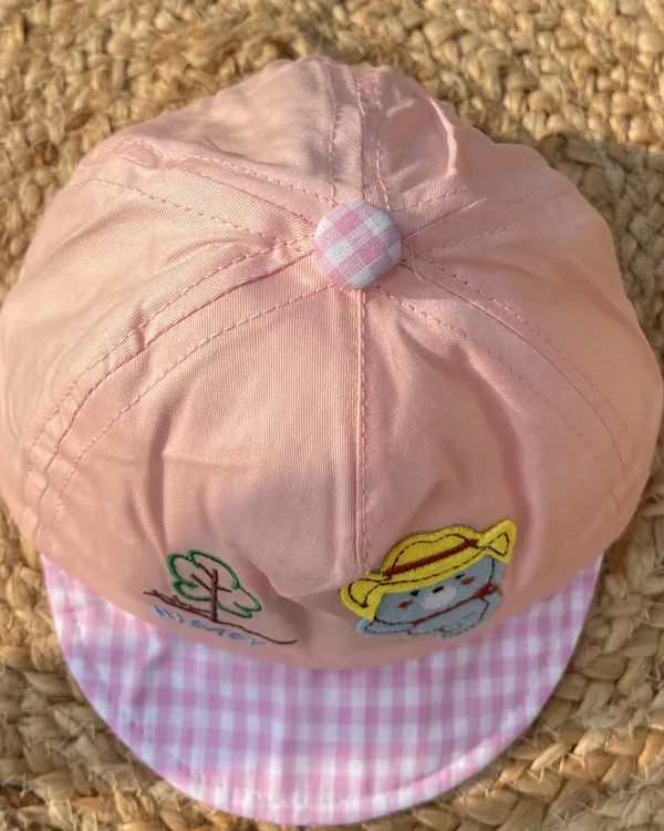 Cubby_Bear_Summer_Checks_Newborn_Cap_Blush_Rose_Pink