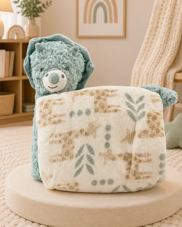 3_In_1_Pillow_Artic_Dino_Toy_With_Blanket_Forest_Teddy