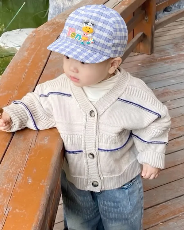 Funny_Moo_Soft_Checks_Baby_Toodlers_Cap_Iris_Blue