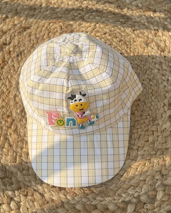 Funny_Moo_Soft_Checks_Baby_Toodlers_Cap_Butter_Yellow
