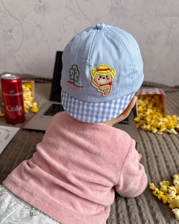 Cubby_Bear_Summer_Checks_Newborn_Cap_Baby_Blue_Sky_Checks