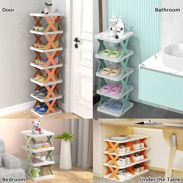 White_And_Orange_Plastic_Foldable_3_Layer_Shoe_Rack