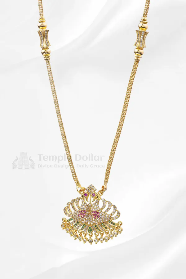 Twin_Peacock_Pendant_With_Mugappu_Side_Accents_Twin_Peacock_With_Mugappu_Chain