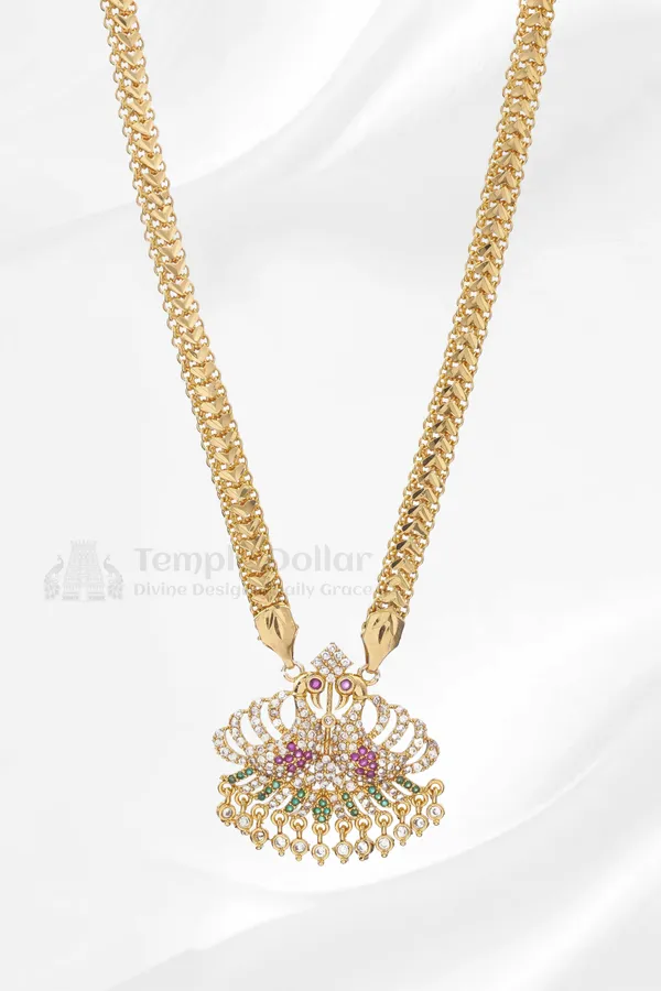Twin_Peacock_Pendant_With_Designer_V_Link_Chain