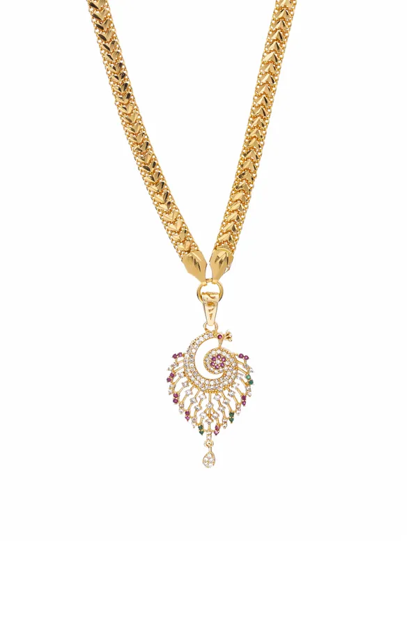 Stylized_Peacock_Swirl_Pendant_With_V_Link_Chain