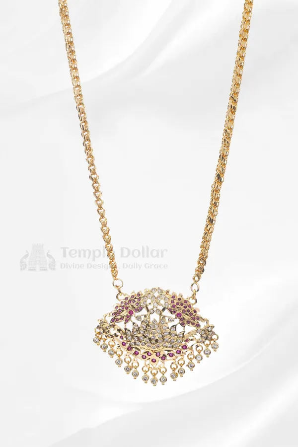 Lotus_Flower_Pendant_With_V_Link_Chain