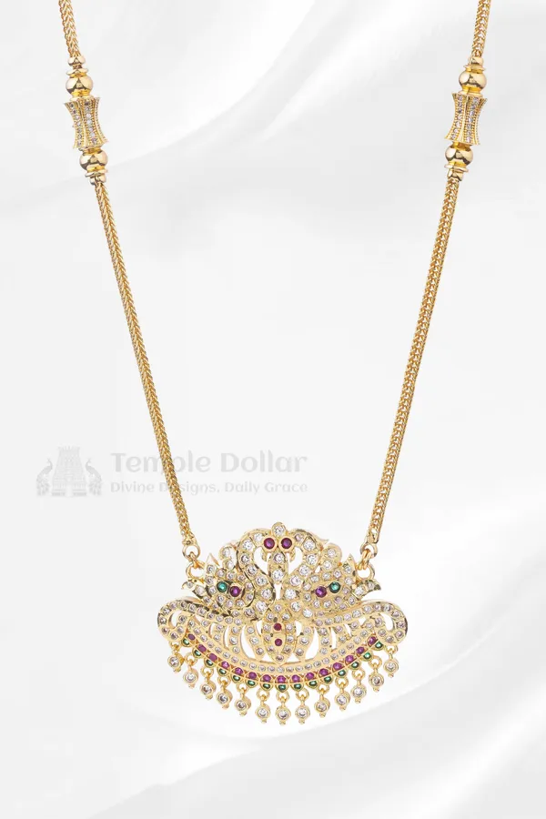 Twin_Peacock_Crescent_Pendant_With_V_Link_Chain