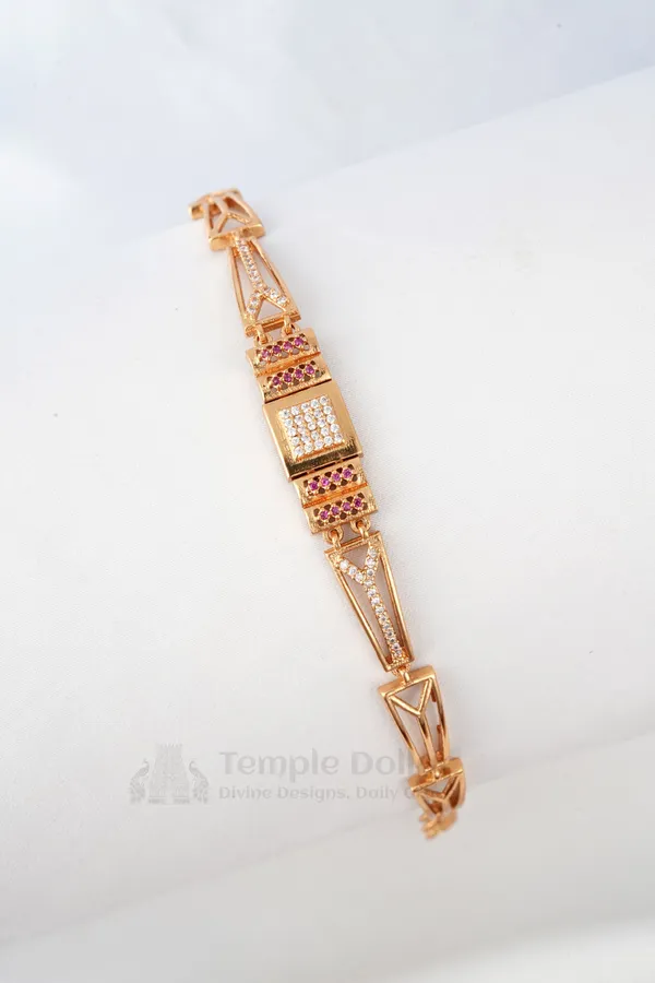 Rose_Gold_Designer_Link_Bracelet_With_Ruby_Pink_White_Stones